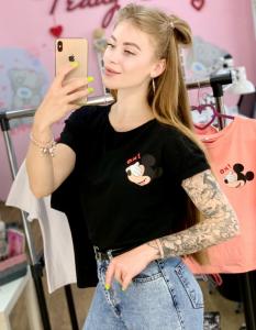 Фото Одежда Футболка черная с принтом Mickey Mouse OX!