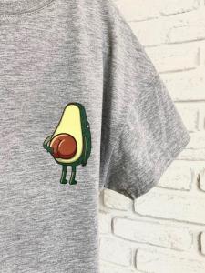 Фото Одежда Футболка серая с принтом Avocado