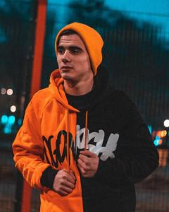 Фото Одежда Худи унисекс Пушка Огонь Scratch черно-оранжевый