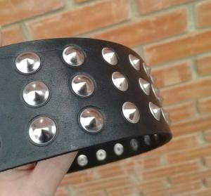 Фото  Кожаный ошейник для собаки с маленькими шипами черный