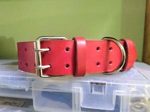 Фото  Крепкий надежный ошейник из натуральной кожи 