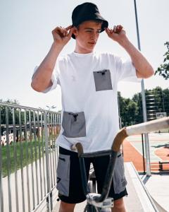 Фото Одежда Футболка оверсайз Пушка Огонь Pants с рефлективом белая