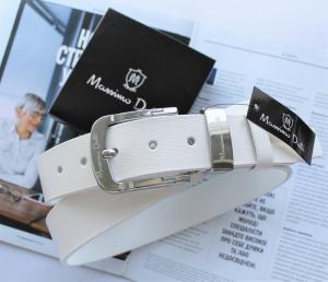Фото Ремни и пояса Мужской кожаный ремень Massimo Dutti белый