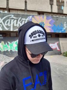 Фото Шапки, кепки Кепка бейсболка тракер Dsquared 2 Бело-чёрный