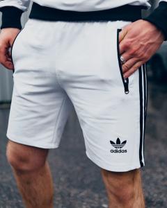 Фото Одежда Шорты трикотажные в стиле Adidas Three line белые