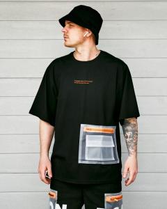 Фото Одежда Футболка оверсайз Пушка Огонь Prozzo черная