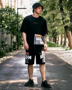 Фото Одежда Футболка оверсайз Пушка Огонь Prozzo черная