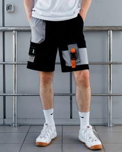 Фото Одежда Шорты карго мужские Пушка Огонь Sling с рефлективом черные