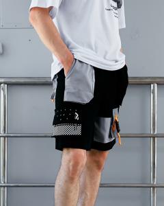 Фото Одежда Шорты карго мужские Пушка Огонь Sling с рефлективом черные