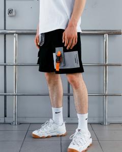 Фото Одежда Шорты карго мужские Пушка Огонь Sling с рефлективом черные