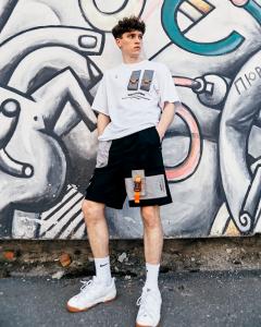 Фото Одежда Футболка оверсайз Пушка Огонь Sling с рефлективом белая