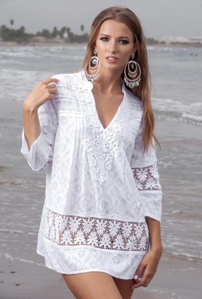 Фото Одежда для пляжа, Пляжная одежда Белая пляжная туника мини Fresh Cotton 1305 F-1c 46(L) Белый Fresh Cotton 1305 F-1c