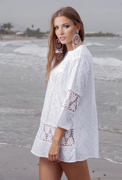 Фото Одежда для пляжа, Пляжная одежда Белая пляжная туника мини Fresh Cotton 1305 F-1c 46(L) Белый Fresh Cotton 1305 F-1c