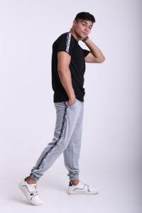 Фото  Штаны серые с двойным лампасом Adidas duo