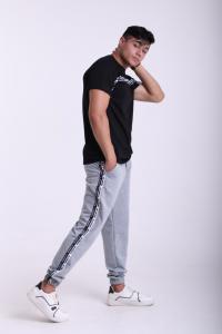 Фото  Штаны серые с двойным лампасом Adidas duo