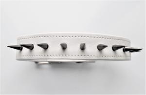 Фото  Кожаный ошейник с черными шипами 