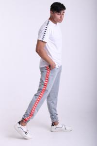 Фото  Штаны серые с красными лампасами Kappa