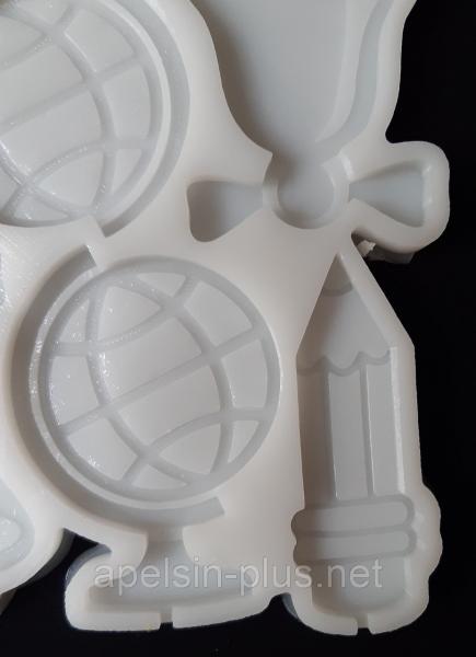 Фото  Молд силиконовый для леденцов и изомальта Школьный набор на 6 ячеек 6,5 см