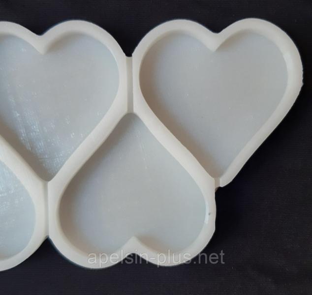 Фото  Молд силиконовый для леденцов и изомальта Сердечки на 6 ячеек  5 см
