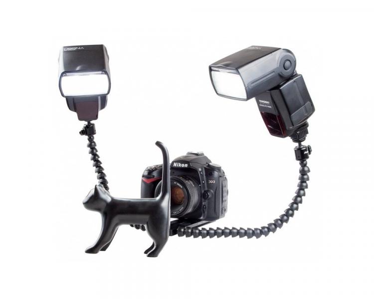 Фото Свет, осветители, накамерный свет Гибкий держатель DMM-901 - для двух устройств на горячий башмак камеры