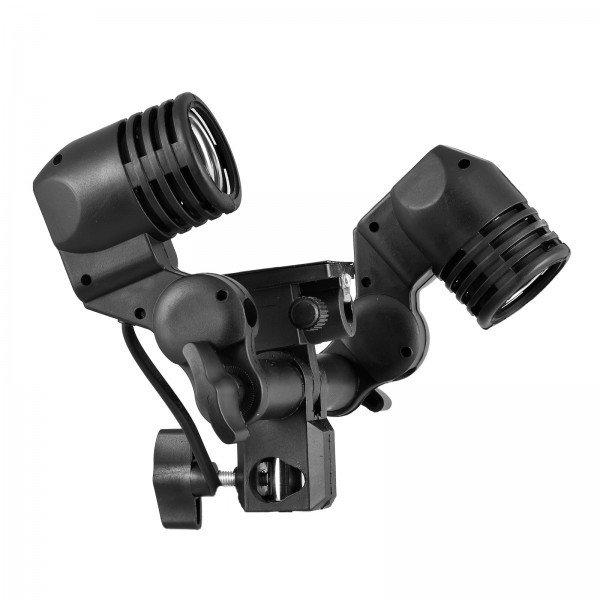 Фото Оборудование для фото студий, мини - студии, Патронные студийные вспышки Держатель 2-х ламп (патронных вспышек) с патронами E27 и отверстием для зонта