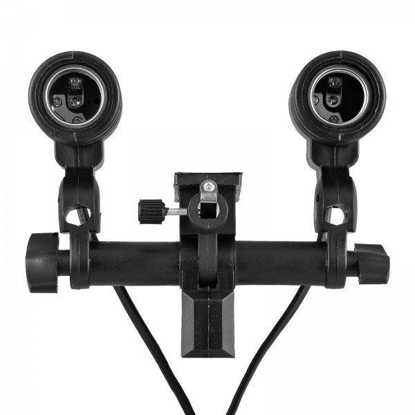 Фото Оборудование для фото студий, мини - студии, Патронные студийные вспышки Держатель 2-х ламп (патронных вспышек) с патронами E27 и отверстием для зонта