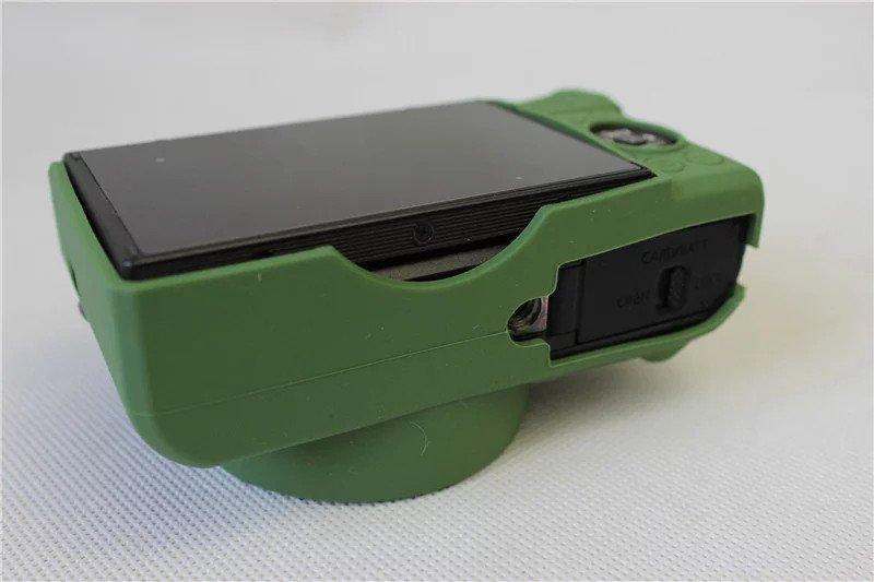 Фото Сумки, футляры, чехлы для камер и объективов, Силиконовые чехлы-футляры для фотоаппаратов, Силиконовые чехлы для фотоаппаратов Canon Защитный силиконовый чехол с крышкой для фотоаппаратов CANON G7X Mark II - зеленый