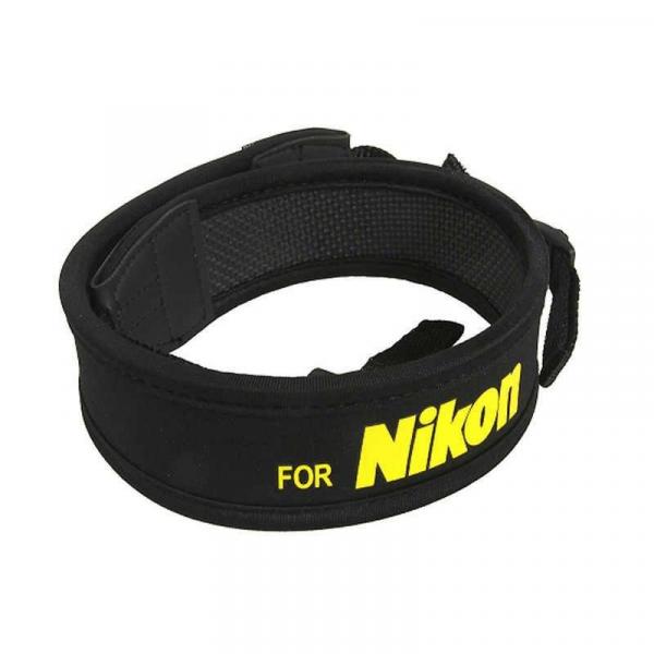 Фото Ремни (кистевые и плечевые), Плечевые ремни для камер Плечевой шейный ремень для фотоаппаратов NIKON (неопрен) - желтая надпись