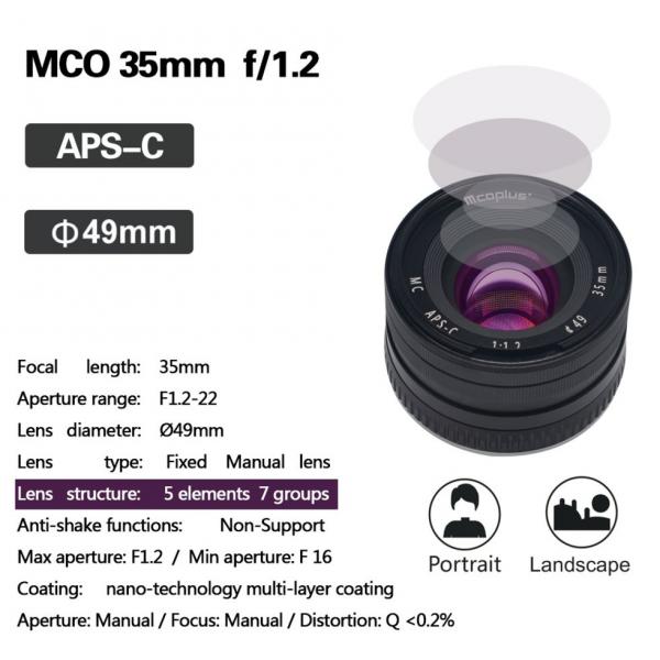 Фото Объективы, Объективы для фотоаппаратов Sony Объектив Mcoplus 35 mm F/1.2 MC для Sony (E-mount)