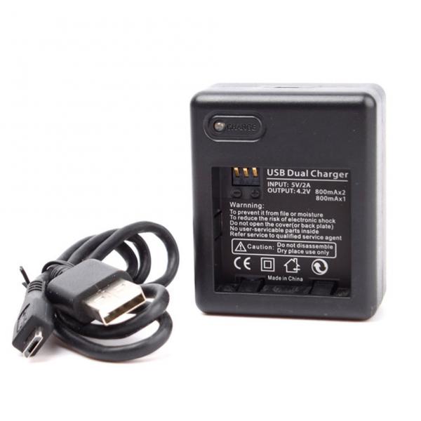 Фото Аксессуары для GoPro и других экшен-камер, Зарядные устройства для экшен камер Зарядное устройство на 2 аккумулятора AZ13-1 (AZ13-2)  для Xiaomi Yi (код XTGP236)