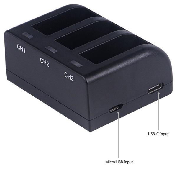 Фото Зарядные устройства, Зарядные устройства для камер GoPro Зарядное устройство CHG-601 для трех аккумуляторов AHDBT-501 для GoPro Hero 5, 6, 7 с USB кабелем