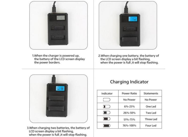 Фото Аксессуары для GoPro и других экшен-камер, Зарядные устройства для экшен камер USB зарядное с LCD дисплеем для 2-х аккумуляторов AHDBT-401 для экшн-камер GoPro Hero 4 (код XTGP431)
