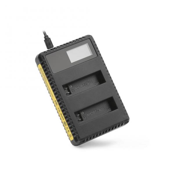 Фото Аксессуары для GoPro и других экшен-камер, Зарядные устройства для экшен камер USB зарядное с LCD дисплеем для 2-х аккумуляторов AHDBT-401 для экшн-камер GoPro Hero 4 (код XTGP431)