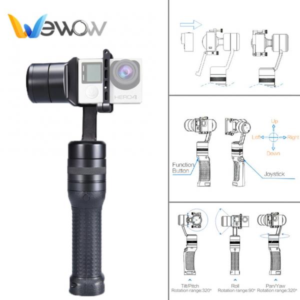 Фото Стабилизаторы для фото и видеокамер (Steadycam) Электронный стабилизатор (стедикам) 3-х осевой G3 фирмы WEWOW для экшн камер