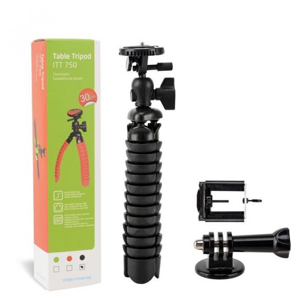 Фото Аксессуары для GoPro и других экшен-камер, Стедикамы, моноподы, штативы для экшен камер Гибкий штатив - ITT 750 (высотой 30 см и максимальной нагрузкой до 3 кг) - черный