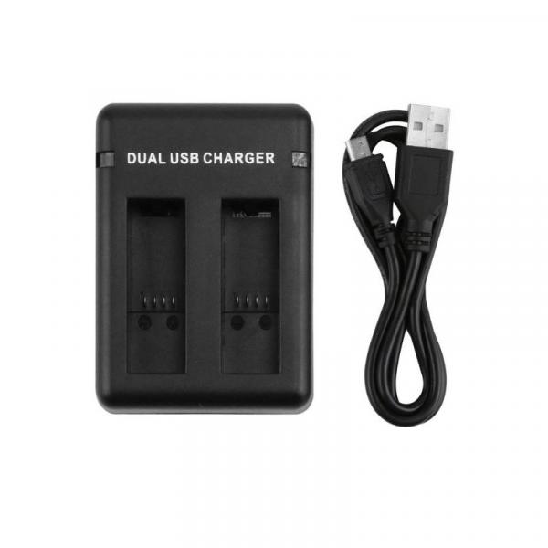 Фото Аксессуары для GoPro и других экшен-камер, Зарядные устройства для экшен камер Зарядное устройство для 2-х аккумуляторов GoPro Hero 5, 6, 7 (АКБ AABAT-001, AHDBT-501) с USB (код XTGP346B)