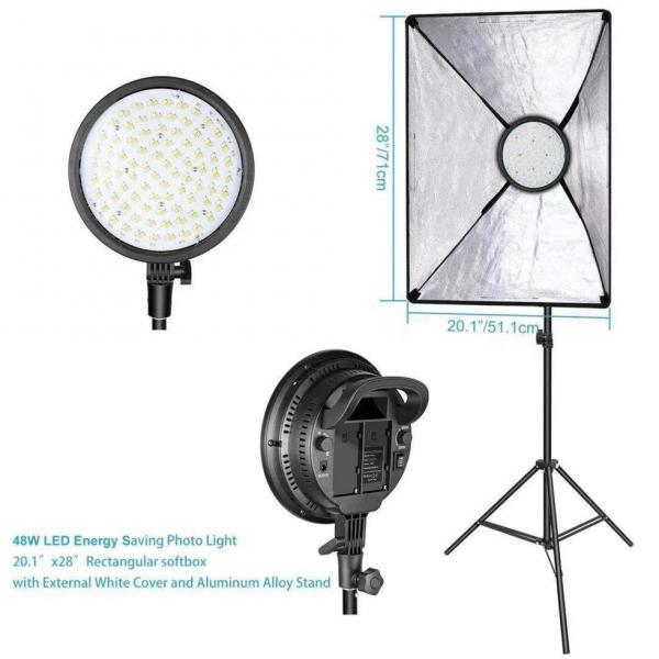 Фото Оборудование для фото студий, мини - студии, Комплекты для фотостудий - наборы Комплект - 168 LED свет (48 Вт, 3200K-5600K) + софтбокс 50 x 70 + стойка (2 м)