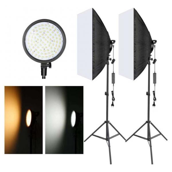 Фото Оборудование для фото студий, мини - студии, Комплекты для фотостудий - наборы Комплект - 168 LED свет (48 Вт, 3200K-5600K) + софтбокс 50 x 70 + стойка (2 м)
