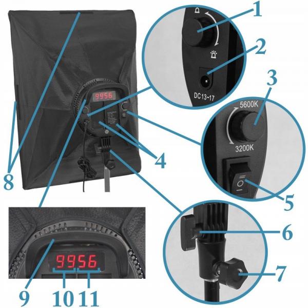 Фото Оборудование для фото студий, мини - студии, Комплекты для фотостудий - наборы Комплект - 168 LED свет (48 Вт, 3200K-5600K) + софтбокс 50 x 70 + стойка (2 м)