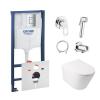 Комплект унитаз с сиденьем Q-tap Swan WHI 5178 + инсталляция Grohe Rapid SL 38772001 + набор для гигиенического душа со смесителем Grohe BauLoop