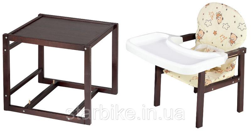 Стульчик- трансформер Babyroom Пони-220 тонированный пластиковая столешница  бежевый (мишки, коричневые звезды)