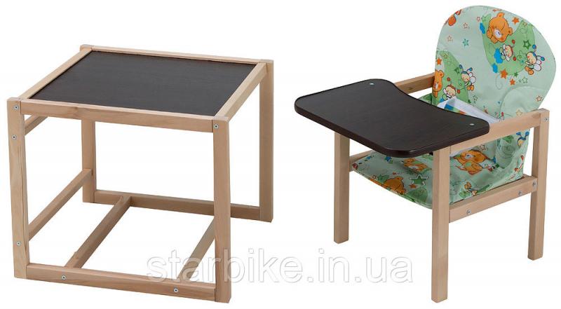 Стульчик- трансформер Babyroom Карапуз-100 eko МДФ столешница  зеленый (мишки и пчелки)