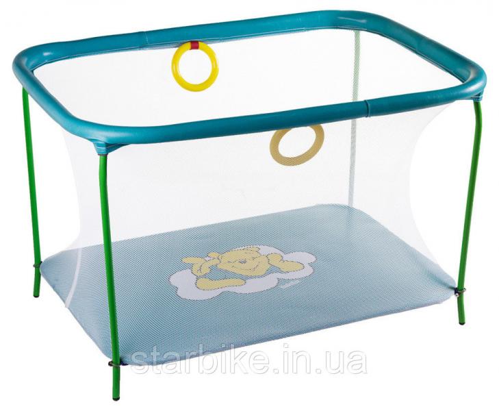 Манеж Qvatro LUX-02 мелкая сетка  морская волна (winnie pooh)