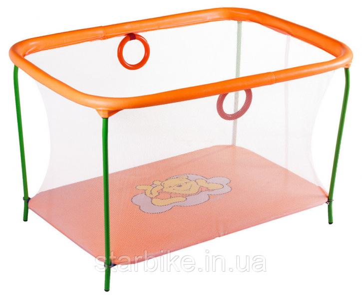 Манеж Qvatro LUX-02 мелкая сетка  оранжевый (winnie pooh)