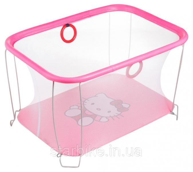 Манеж Qvatro Солнышко-02 мелкая сетка  розовый (hello kitty)