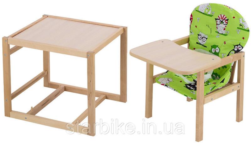 Стульчик- трансформер Babyroom Карапуз-100 eko МДФ столешница  зеленый (совы)