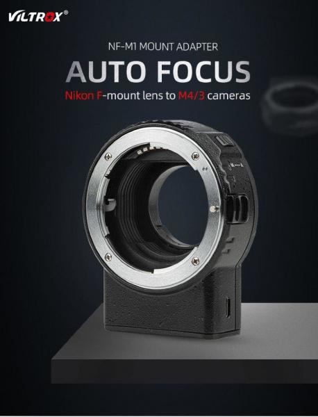 Фото Адаптеры - переходники, Адаптеры для фотокамер PANASONIC Адаптер Viltrox NF-M1 для объектива F-mount на байонет Micro 4/3 (Nikon F - Micro 4/3) (Panasonic, Olympus)
