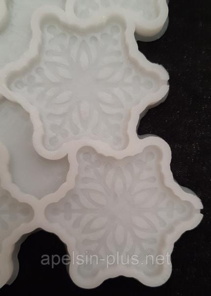 Фото  Молд силиконовый для леденцов, карамели, шоколада и мастики Снежинки на 6 ячеек 6,0 см