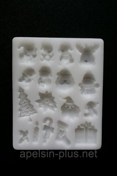 Фото  Молд силиконовый Новогодний набор ассорти №3 на 17 фигурок