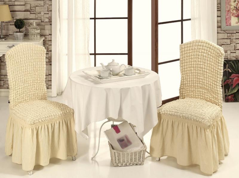 Чехол на стул с юбкой Бежевый Home Collection Evibu Турция 50064
